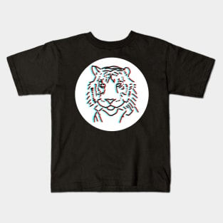 Minimal Animals Tiger Face Glitch Kids T-Shirt